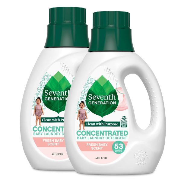 Seventh Generation Concentrated Laundry Detergent Liquid Free & Clear Fragrance Free 40 Fl Oz (Pack of 2)