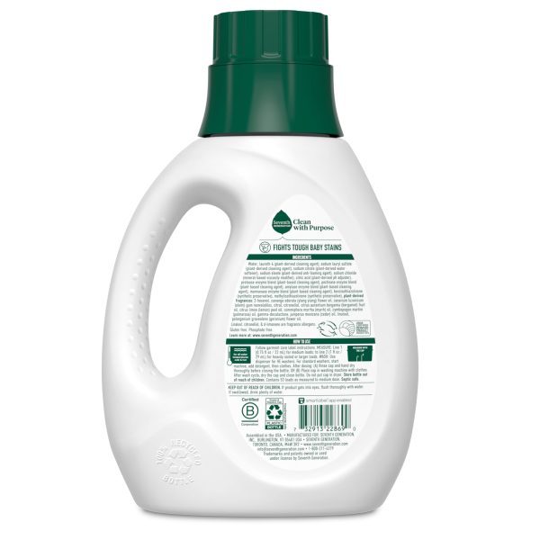 Seventh Generation Concentrated Laundry Detergent Liquid Free & Clear Fragrance Free 40 Fl Oz (Pack of 2) - Image 2