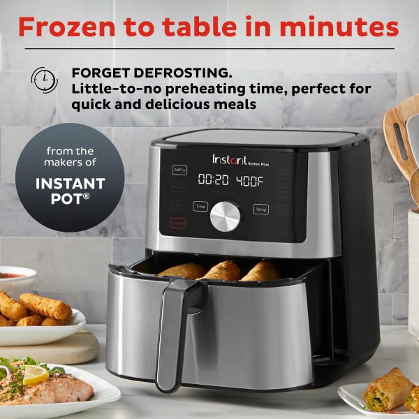 Instant Pot Vortex Plus 4QT Air Fryer, Custom Program Options, 6-in-1 Functions Crisps, Broils, Roasts, Dehydrates, Bakes, Reheats, 100+ In-App Recipes, from the Makers of Instant Pot, Stainless Steel - Image 2