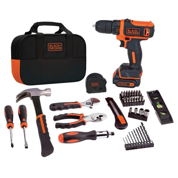 BLACK+DECKER 12V MAX Drill & Home Tool Kit, 60-Piece