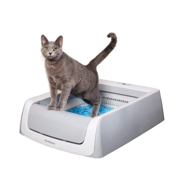 PetSafe ScoopFree Crystal Pro Self Cleaning Litter Box, Automatic Cat Litter Box, Includes Disposable Crystal Litter Tray (Grey, Uncovered)