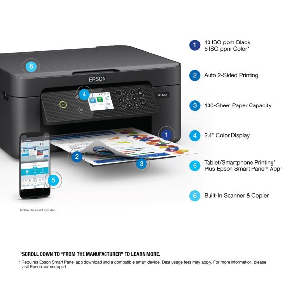 Epson Expression Home XP-4200 Wireless Color All-in-One Printer with Scan, Copy, Automatic 2-Sided Printing, Borderless Photos and 2.4" Color Display,Black - Image 2