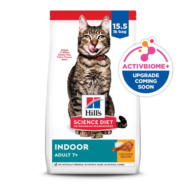 Hill's Science Diet Indoor, Senior Adult 7+, Easy Litter Box Cleanup, Dry Cat Food, Chicken Recipe, 15.5 lb Bag