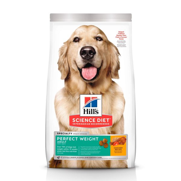 Hill's Science Diet Perfect Weight, Adult 1-6, Weight Management Support, Dry Dog Food, Chicken Recipe, 25 lb Bag