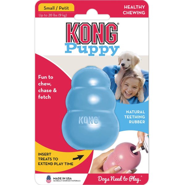 KONG Puppy - Natural Teething Rubber Chew Toy for Dogs - Stuffable Dog Toy for Extended Playtime - Chew & Fetch Toy for Puppies - for Small Puppies - Blue - Image 3