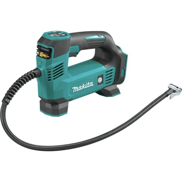 Makita DMP180ZX 18V LXT® Lithium-Ion Cordless Inflator, Battery Powered, Tool Only(battery and charger not included);Presta valve adapter;Sports ball needle;Tapered adapter, Teal