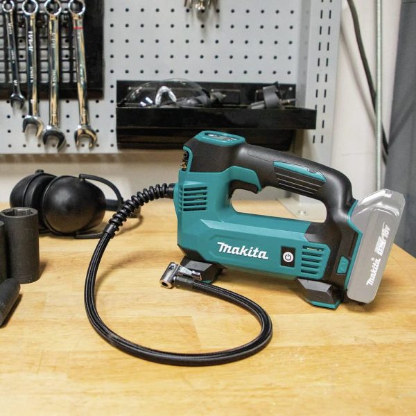 Makita DMP180ZX 18V LXT® Lithium-Ion Cordless Inflator, Battery Powered, Tool Only(battery and charger not included);Presta valve adapter;Sports ball needle;Tapered adapter, Teal - Image 2