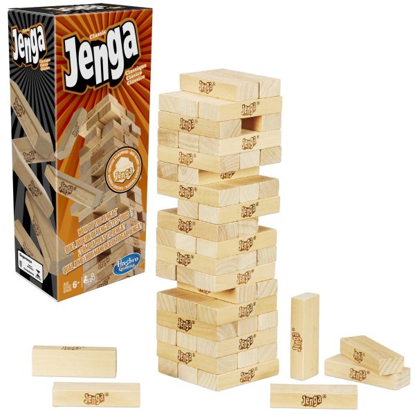 Hasbro Gaming Jenga Classic Game with Genuine Hardwood Blocks,Stacking Tower Game for 1 or More Players,Kids Ages 6 and Up