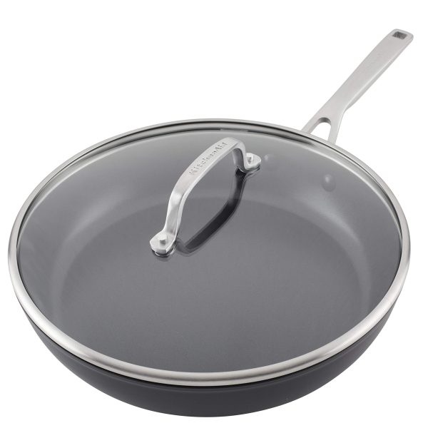 KitchenAid Hard Anodized Induction Nonstick Fry Pan/Skillet with Lid, 10 Inch, Matte Black - Image 2