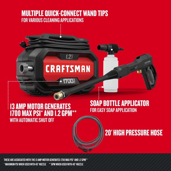 CRAFTSMAN Electric Pressure Washer, Cold Water, 1700-PSI, 1.2-GPM, Corded - Image 2